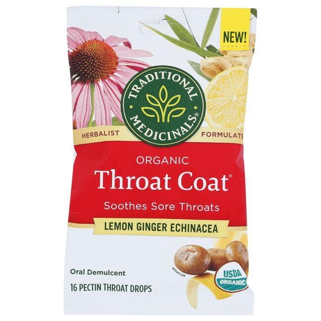 Traditional Medicinals Organic Throat Coat - Lemon Ginger Echinacea | 16 ct