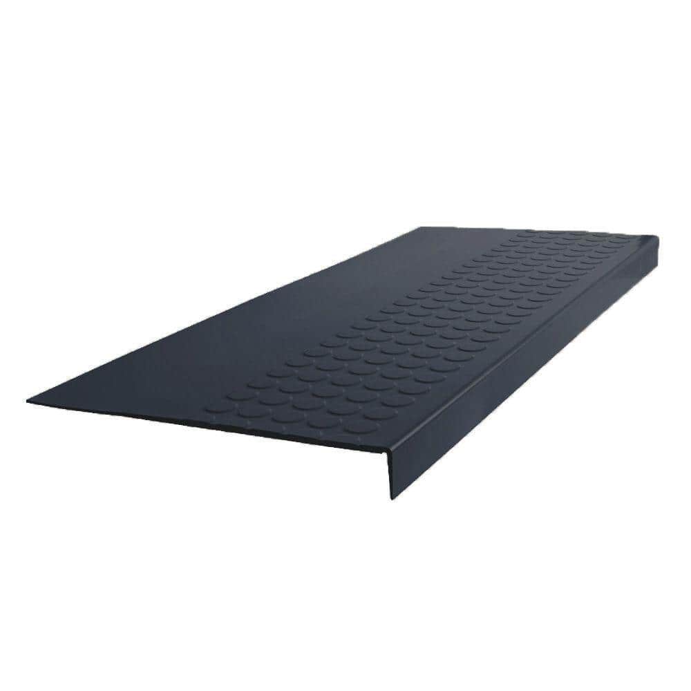 Vantage Profile Raised Circular Design W/O Riser Black 12 1/16 in. x 36 in. Rubber Square Nose Stair Tread