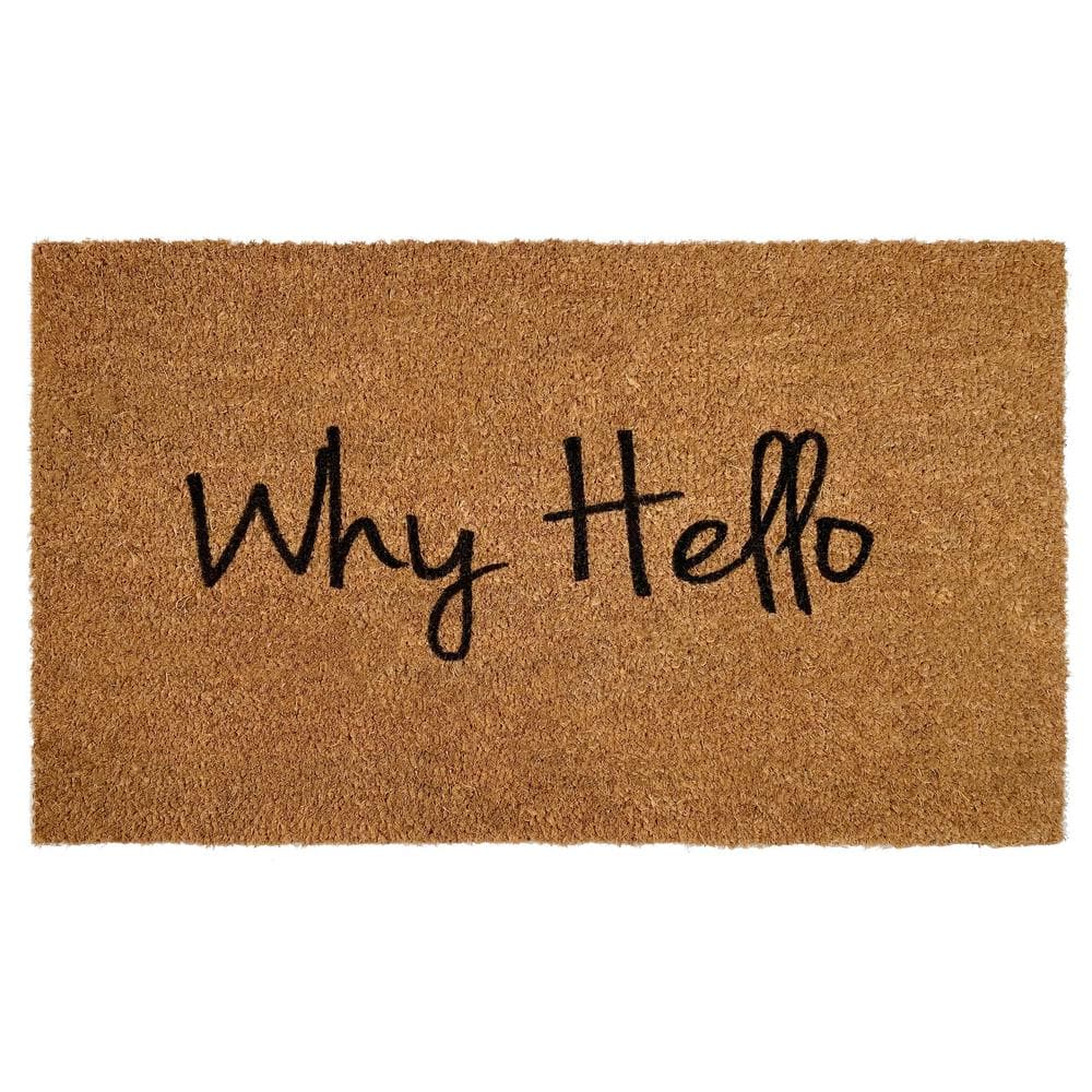 Why Hello Multi-Colored 30 in. x 48 in. Indoor or Outdoor Doormat