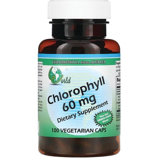 World Organic Chlorophyll Supplement Vitamin | 60 mg | 100 Veg Caps
