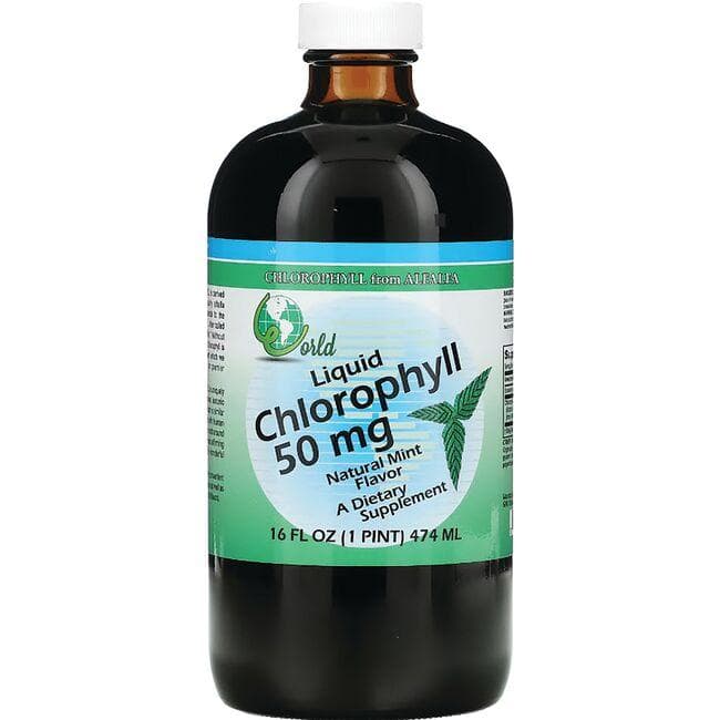 World Organic Liquid Chlorophyll - Mint Supplement Vitamin | 50 mg 16 fl oz Liquid