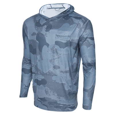 Pelagic Freespool Hooded Performance Long-Sleeve Shirt for Men - Dark Navy - S