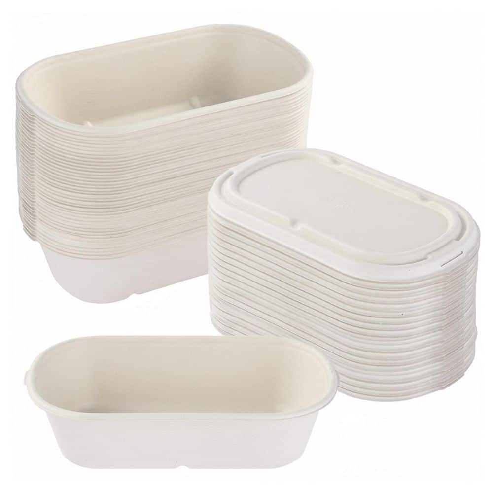 Sugarcane Disposable Food Containers with Lids 50 Pack Microwave Freezer Safe Leak Resistant Compostable