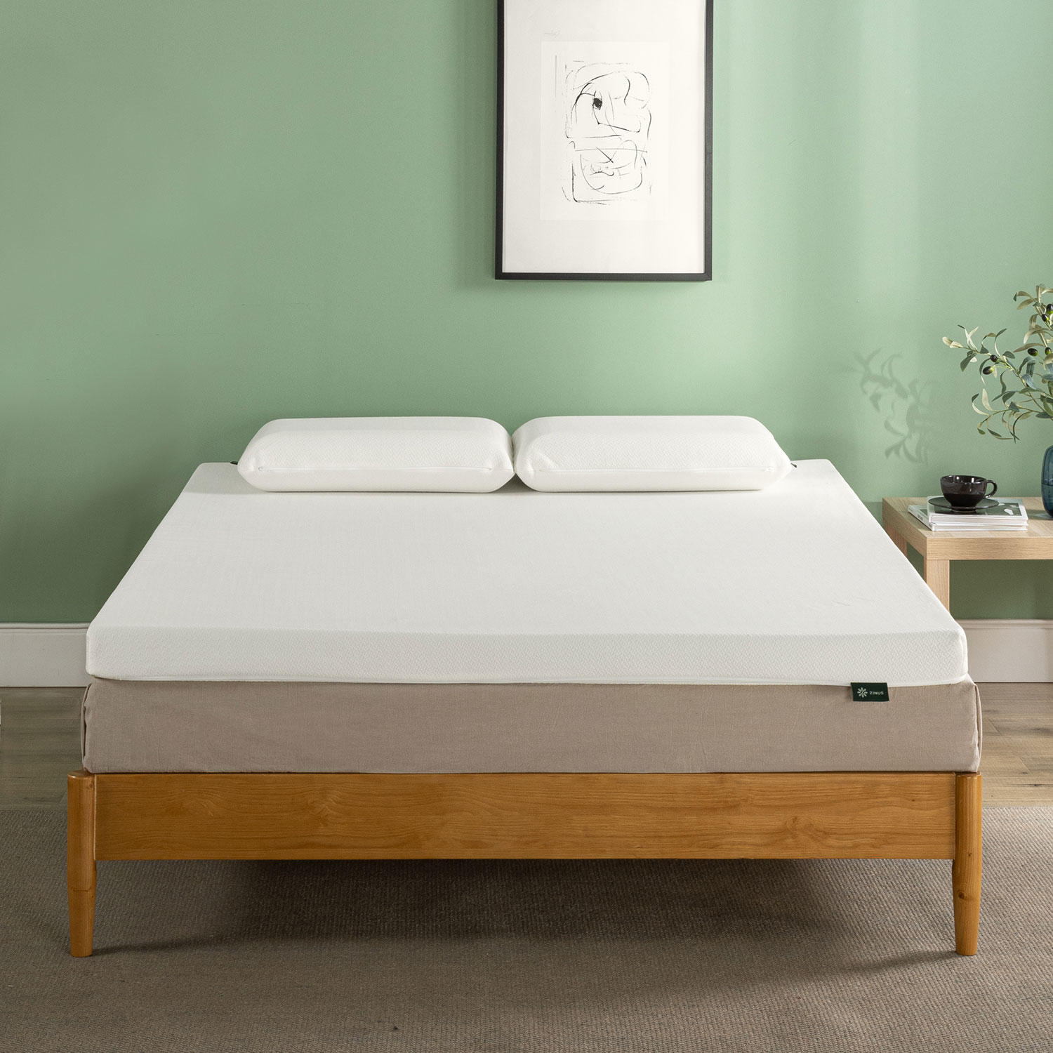 ZINUS Night Therapy Green tea Mattress Topper with Washable Cover-Full:- Full