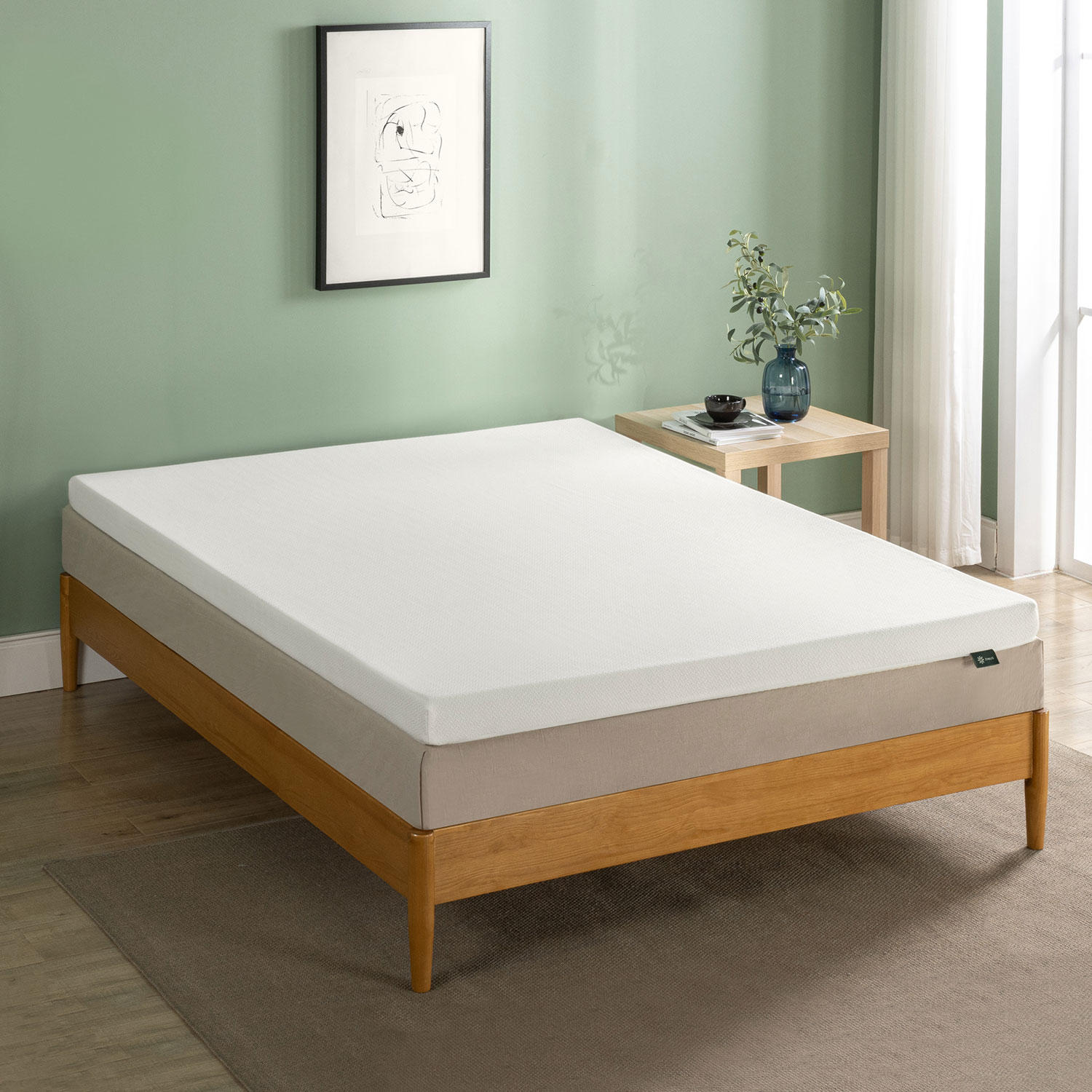 ZINUS Night Therapy Green tea Mattress Topper with Washable Cover-Twin XL:- Twin XL