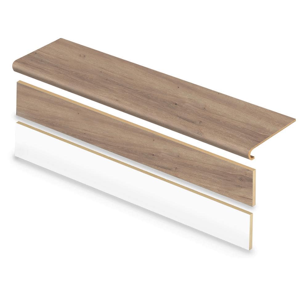 Edwards Oak/Ace Lane Wood/Thistle Creek 47in.Lx12.15in.Wx42.92 mmT Vinyl Overlay Stair Tread and Reversible Riser Kit