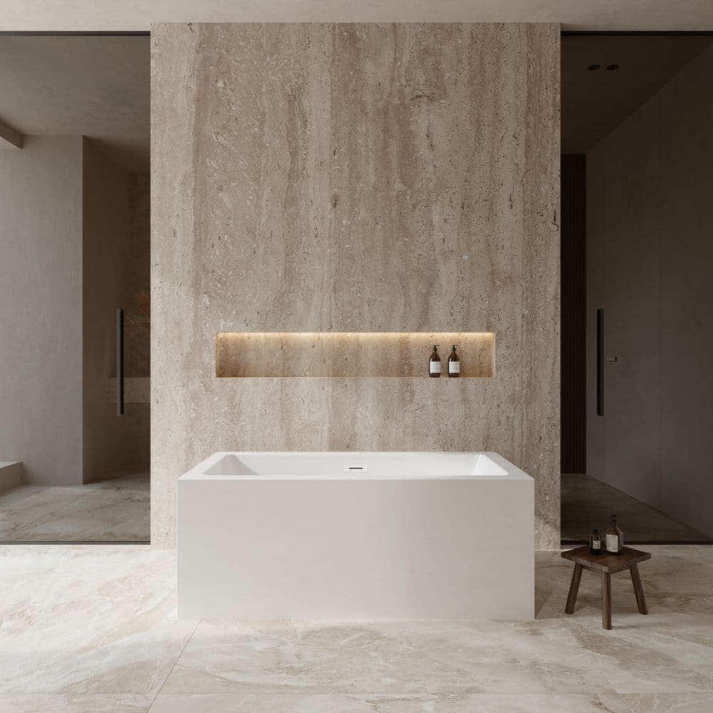 Melody 59.5 in. Acrylic Flatbottom Bathtub in White with Shiny White Trim