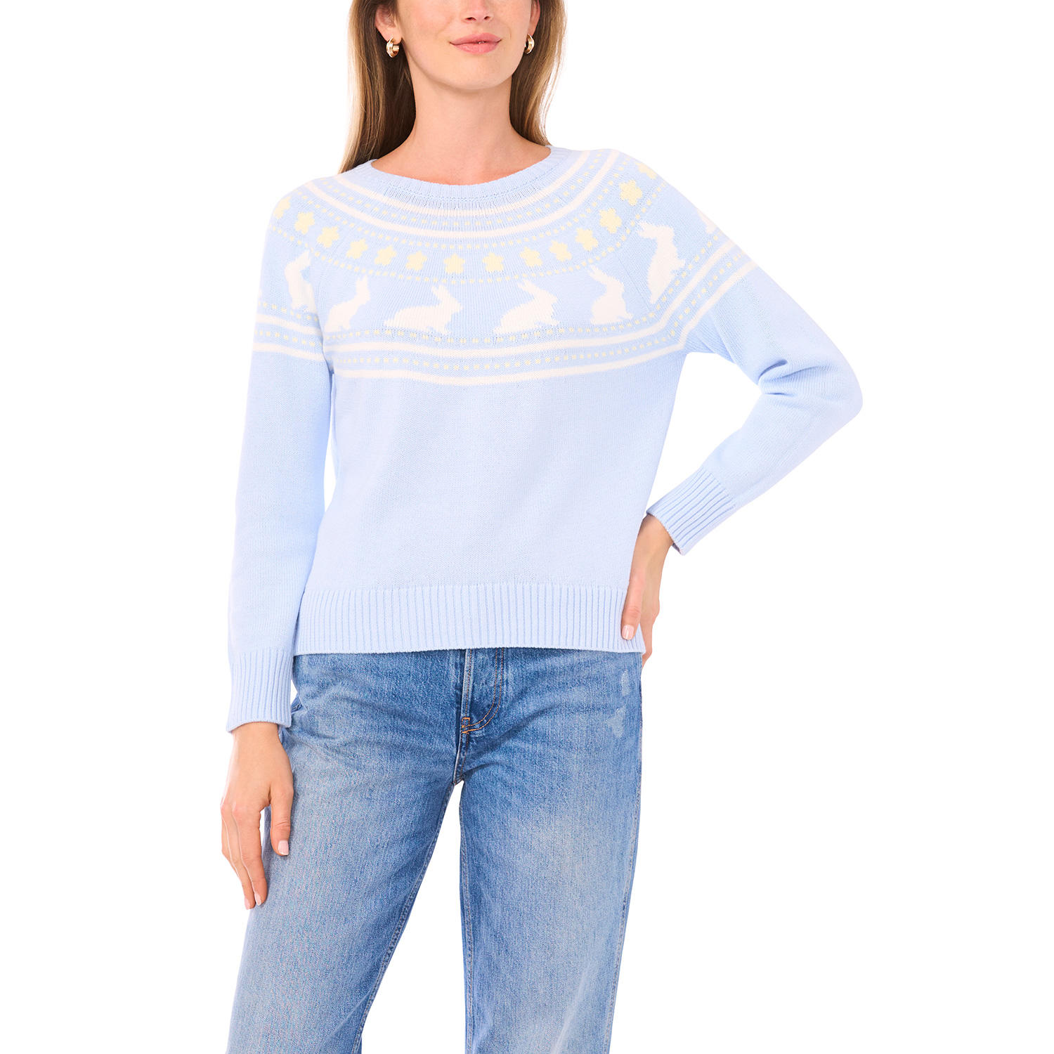 VINCE CAMUTO EASTER SWEATER - LIGHT BLUE XL:- Light Blue, XL