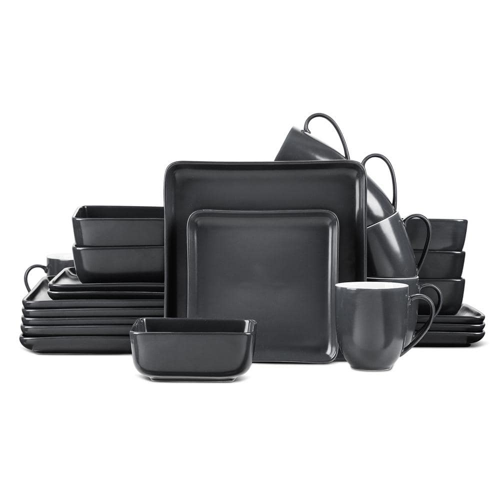 Amy 24-Piece Dinnerware Set Porcelain, Service For 6, Gray