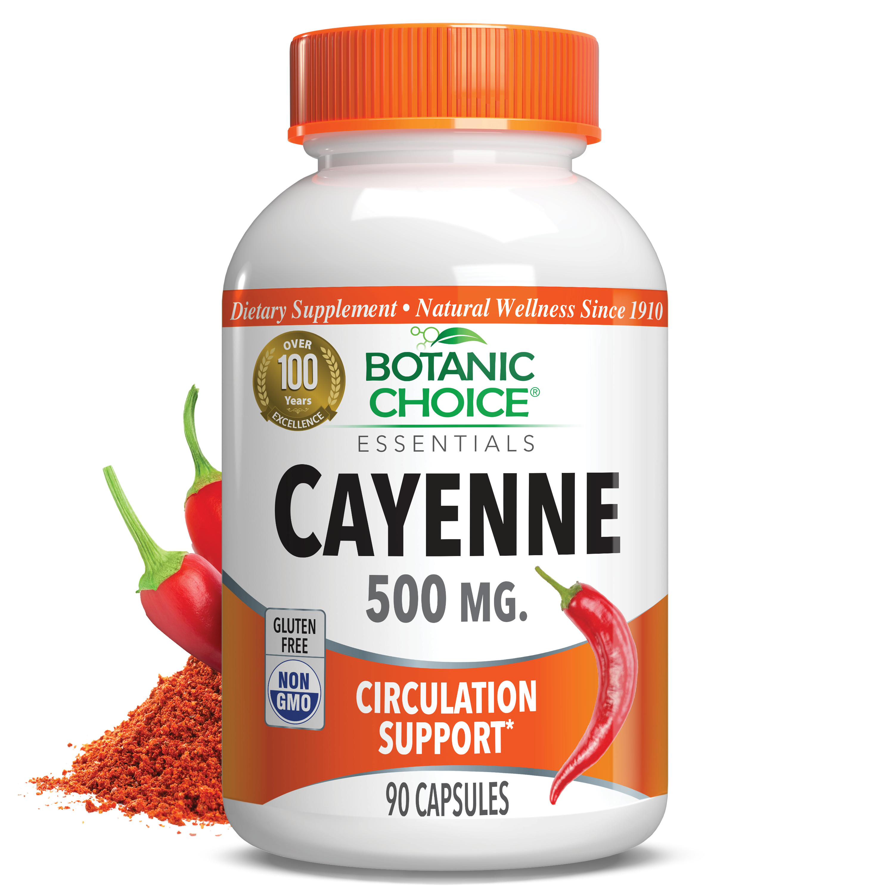 Cayenne Capsules 500 mg - Circulation Support Supplement - 90 Capsules