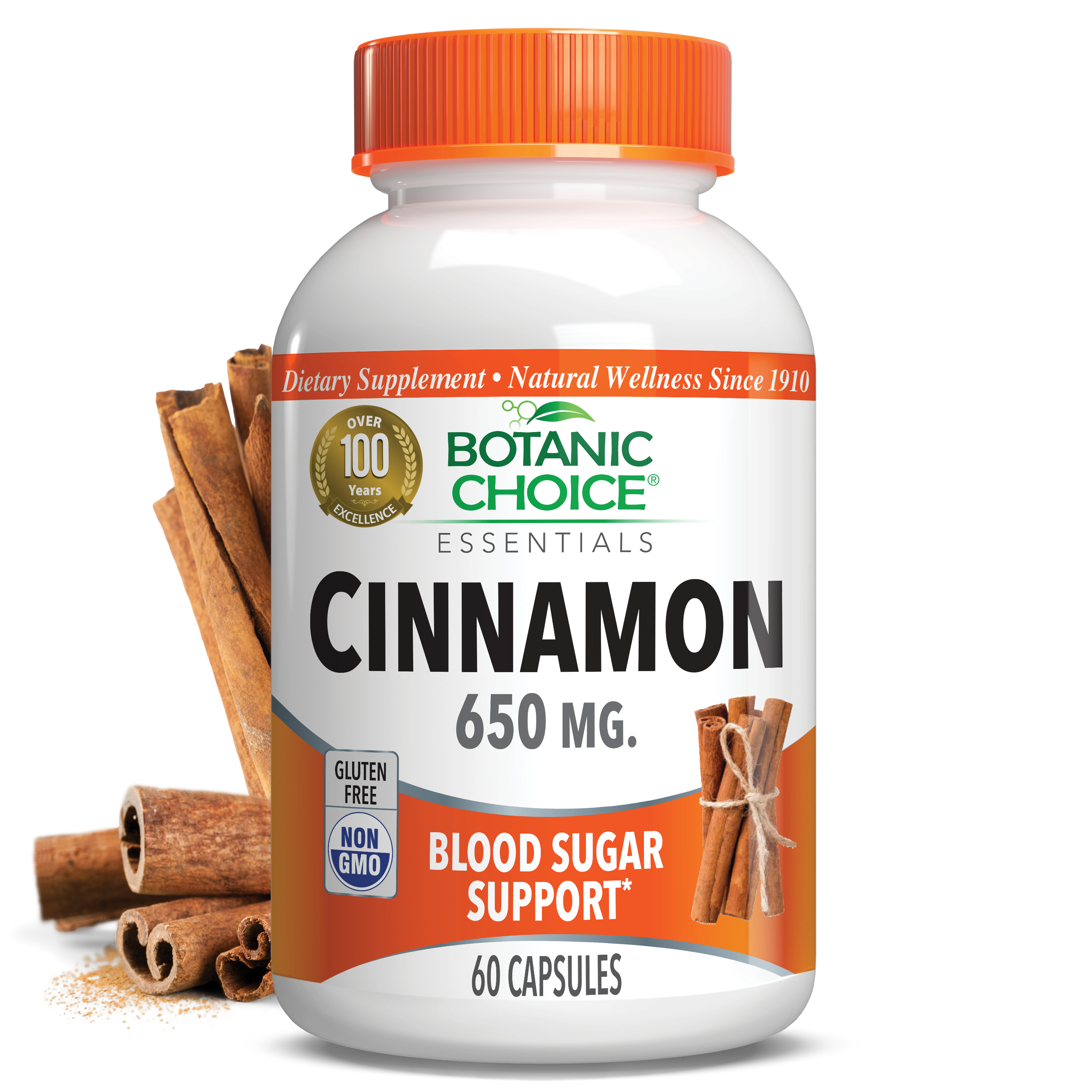 Cinnamon 650 mg - Blood Sugar Support Supplement - 60 Capsules