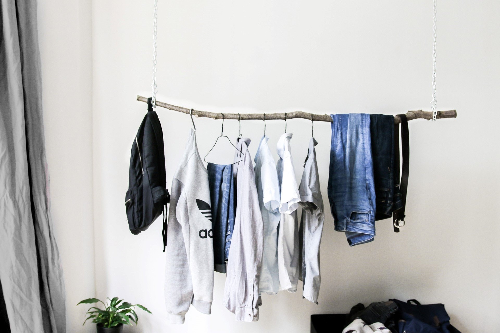 Custom Hanging Branch Clothing Rack Rustic Wardrobe Organizer