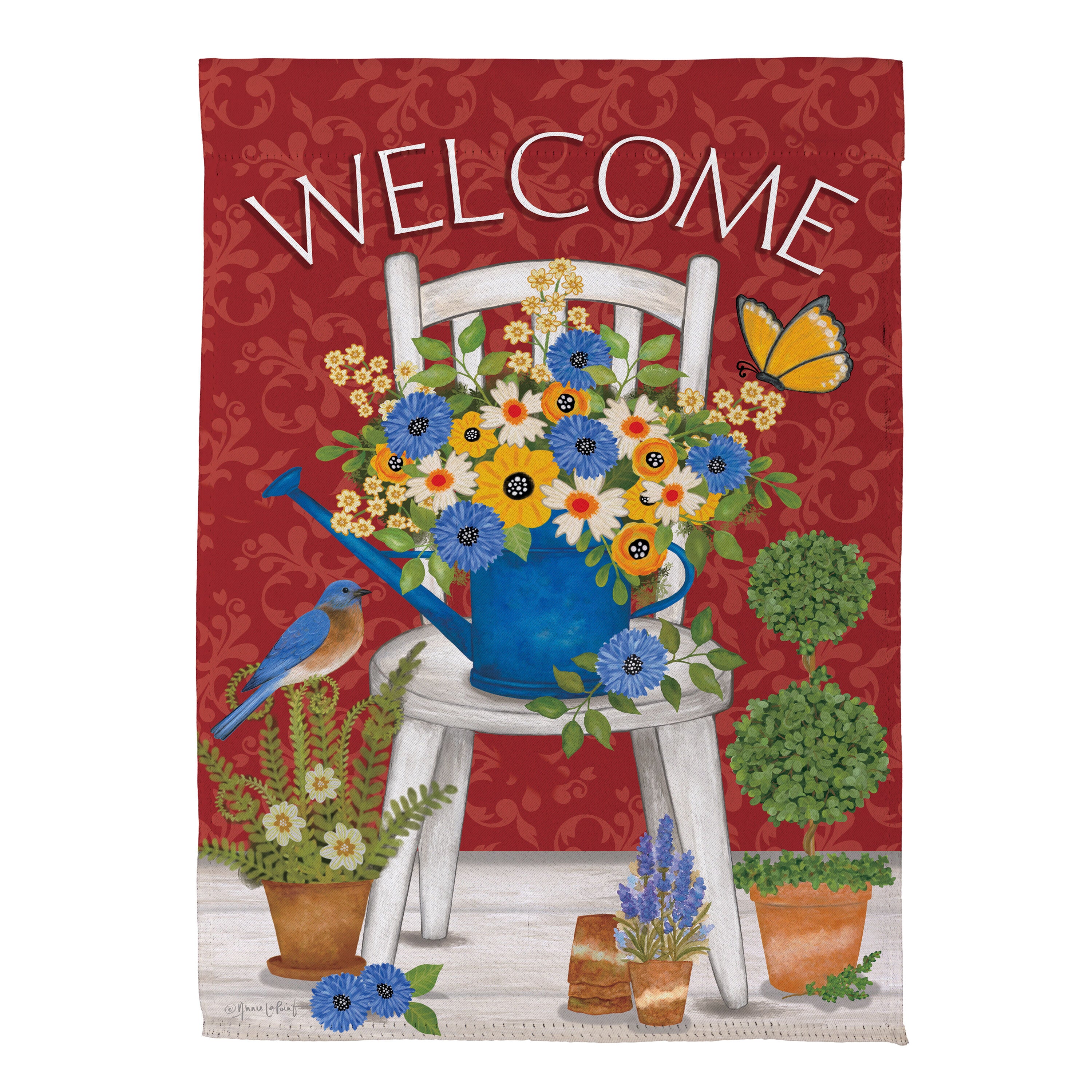 Floral Chair Suede House Flag