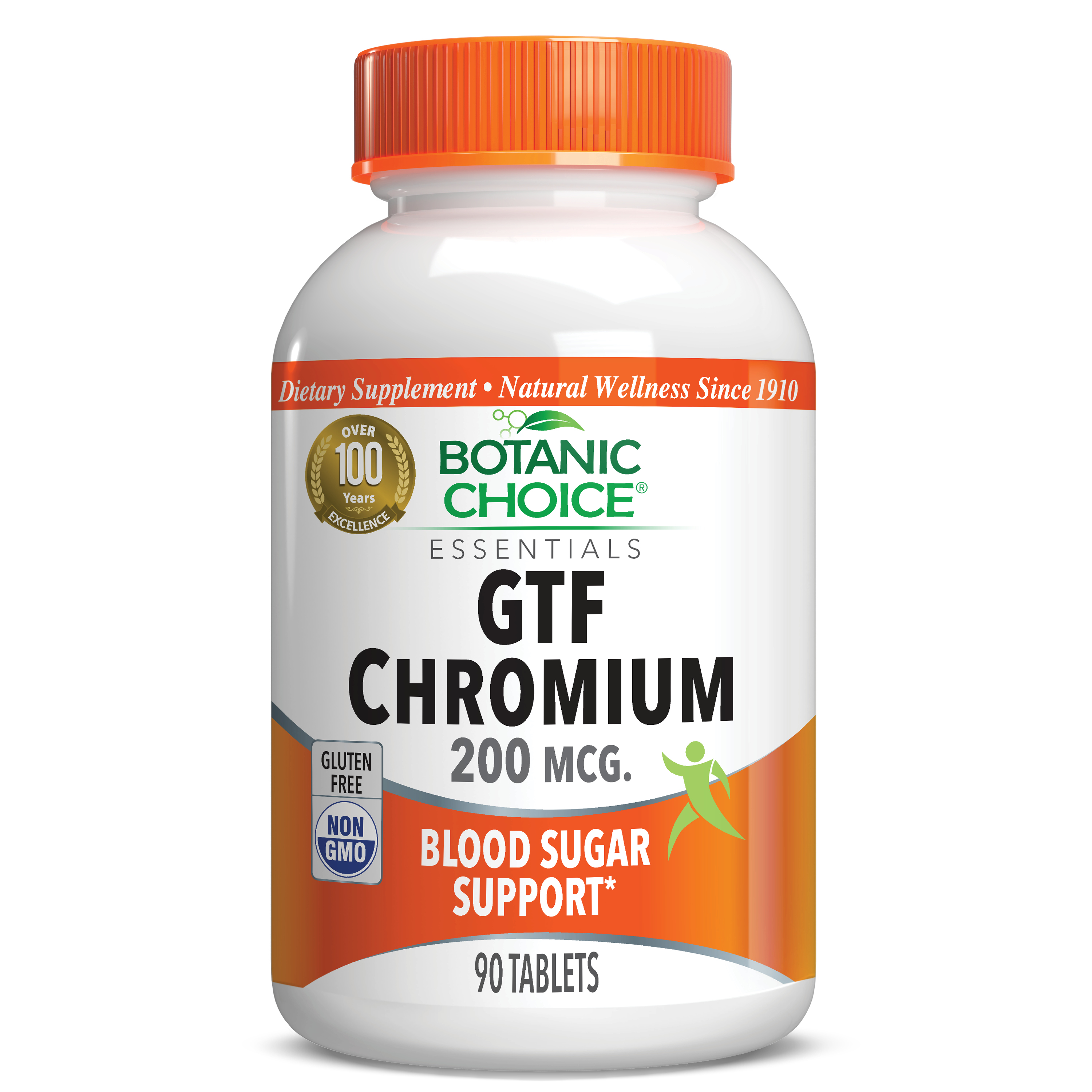 GTF Chromium 200 mcg. - Blood Sugar Support Supplement - 90 Tablets