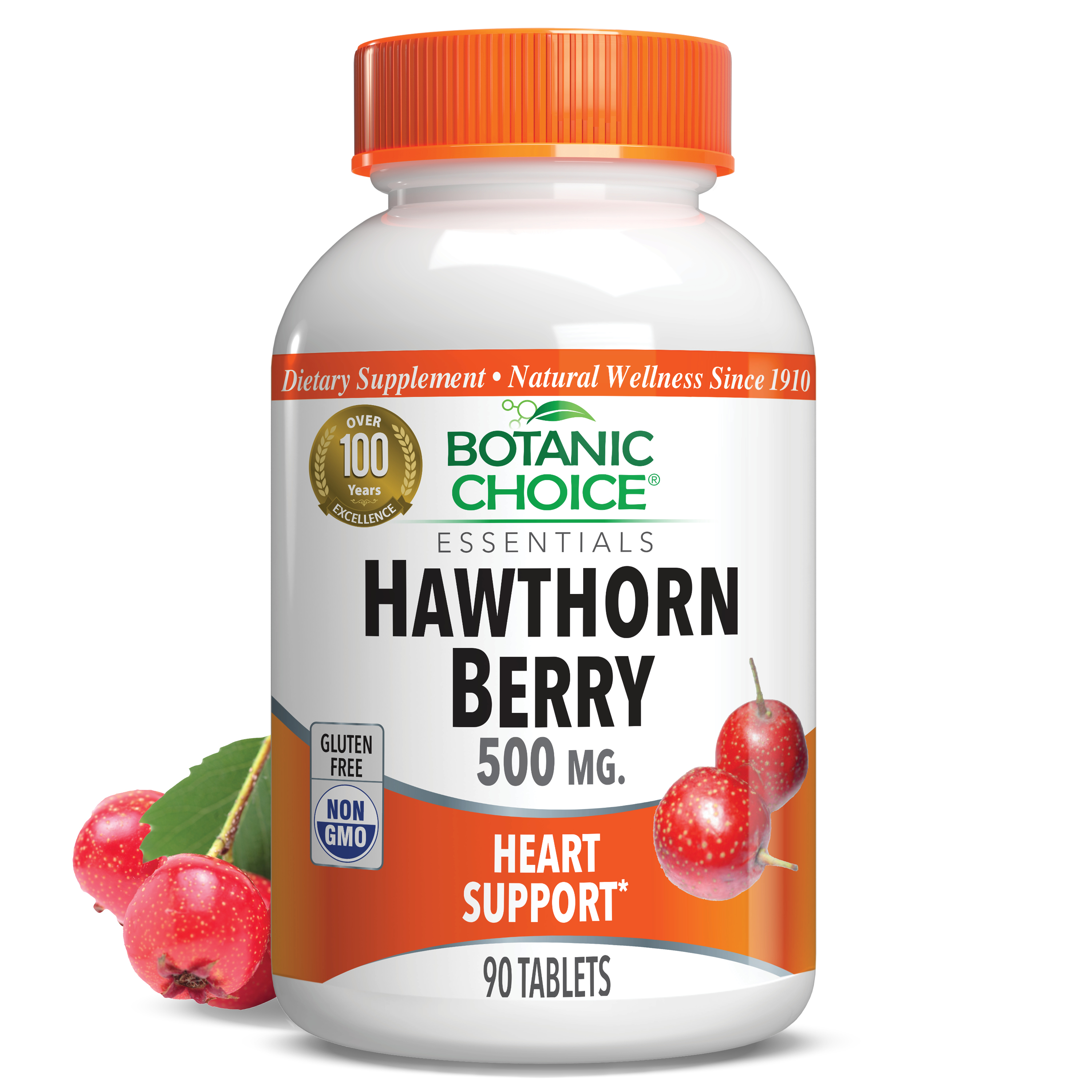 Hawthorn Berry 500 mg - Blood Pressure Support Supplement - 90 Tablets