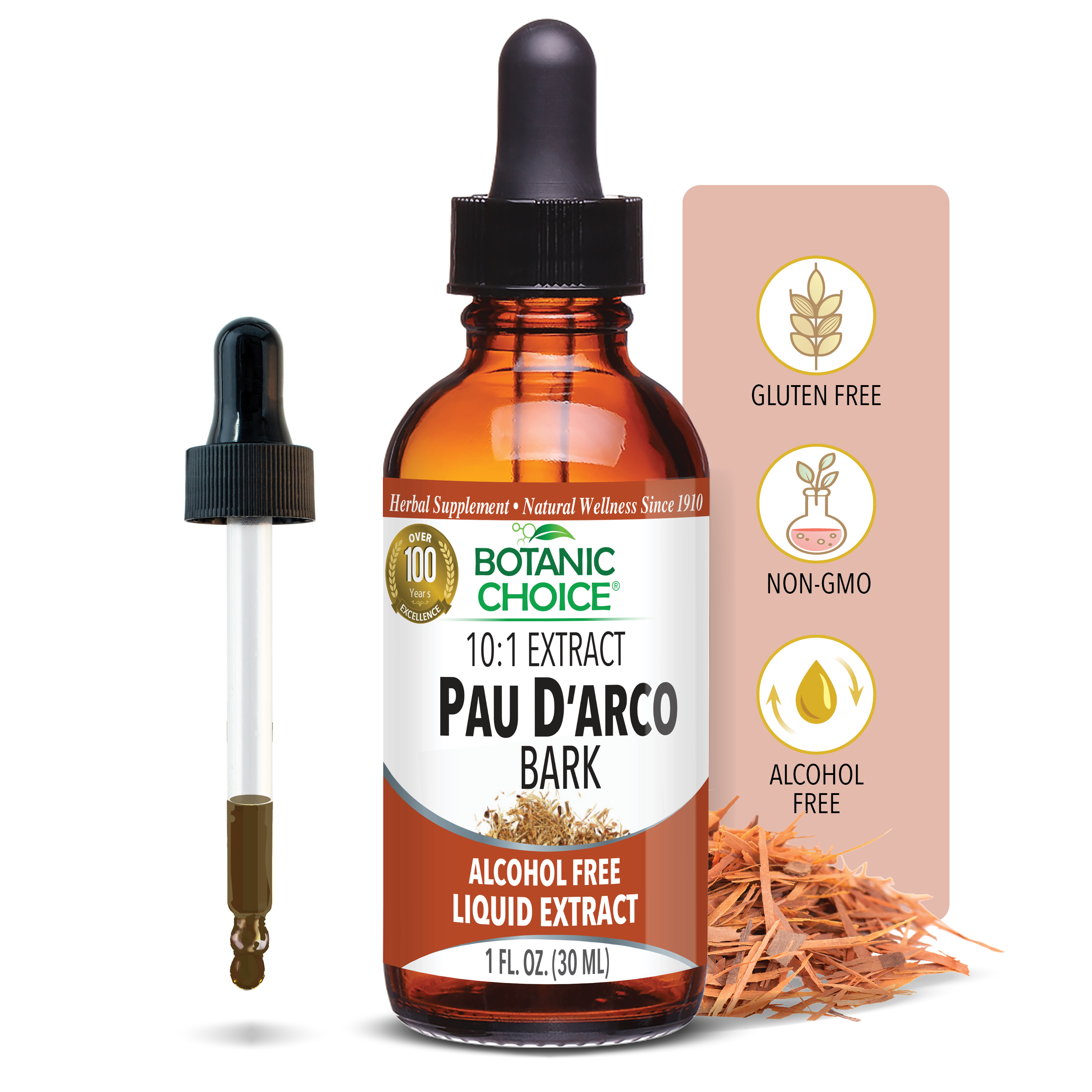 Pau D'Arco Bark Liquid Extract - Immune System Support Supplement - 1 Oz