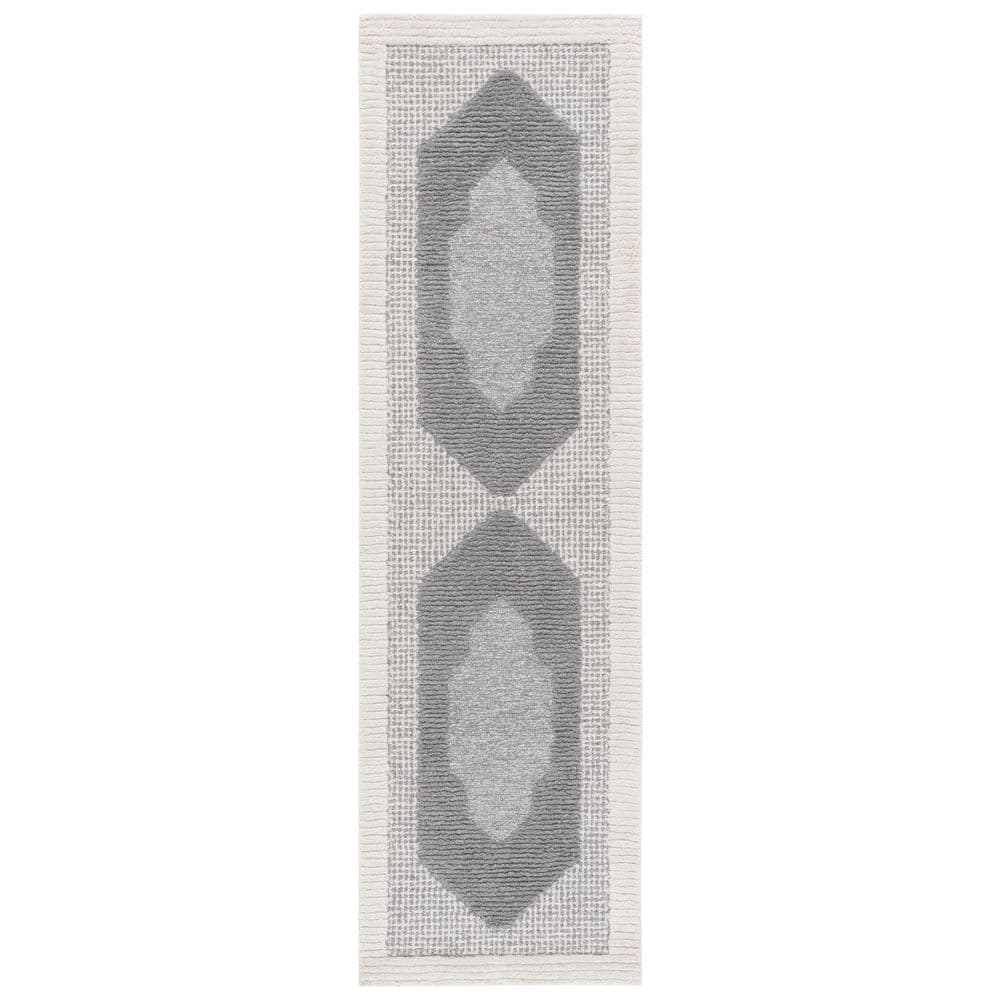 Renewal 2 ft. x 8 ft. Dark Gray/Ivory Medallion Runner Rug