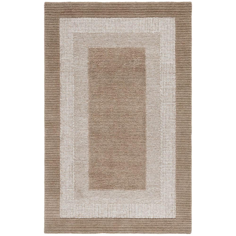 Renewal 4 ft. x 6 ft. Brown/Ivory Border Area Rug
