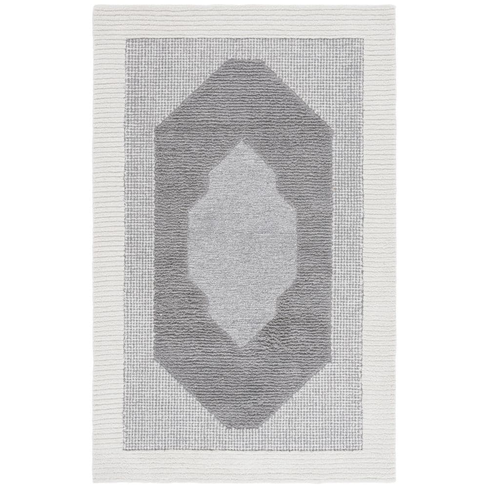 Renewal 5 ft. x 8 ft. Dark Gray/Ivory Medallion Area Rug