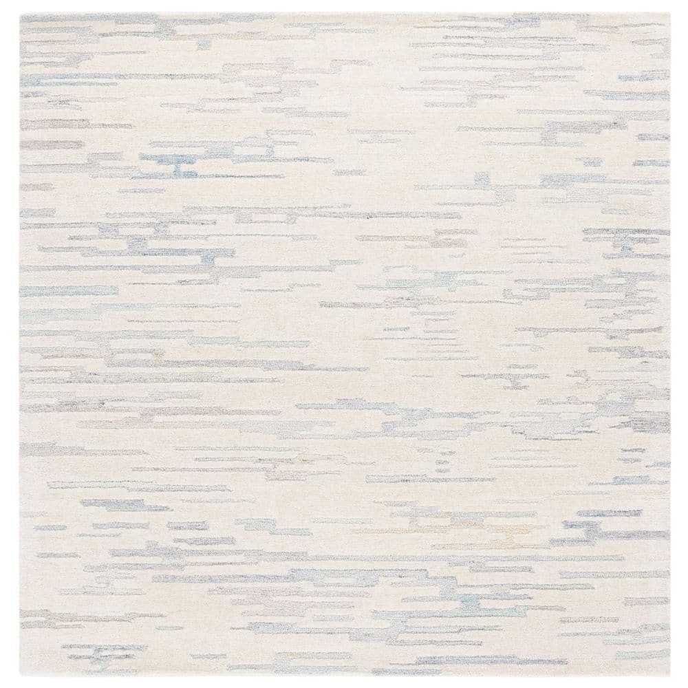 Renewal 6 ft. x 6 ft. Ivory/Light Blue Abstract Square Area Rug