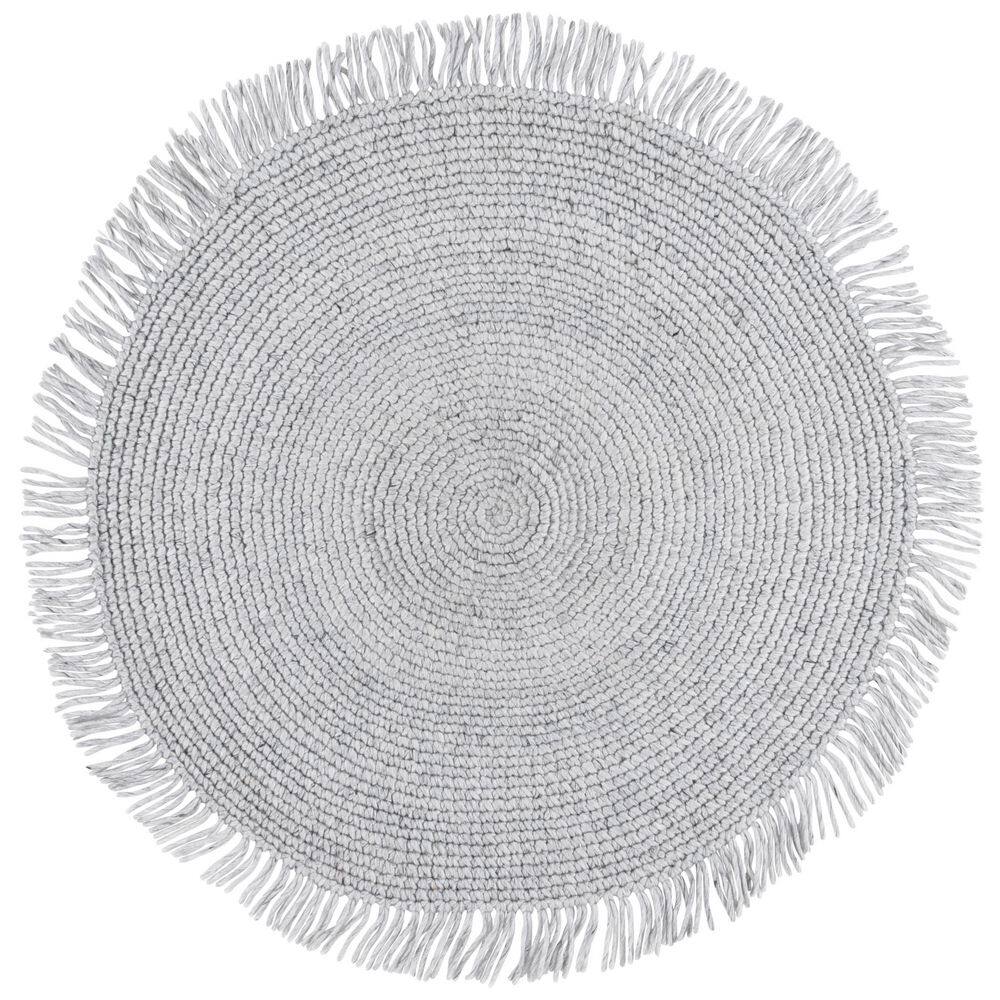 Renewal 6 ft. x 6 ft. Light Gray Solid Fringe Round Area Rug