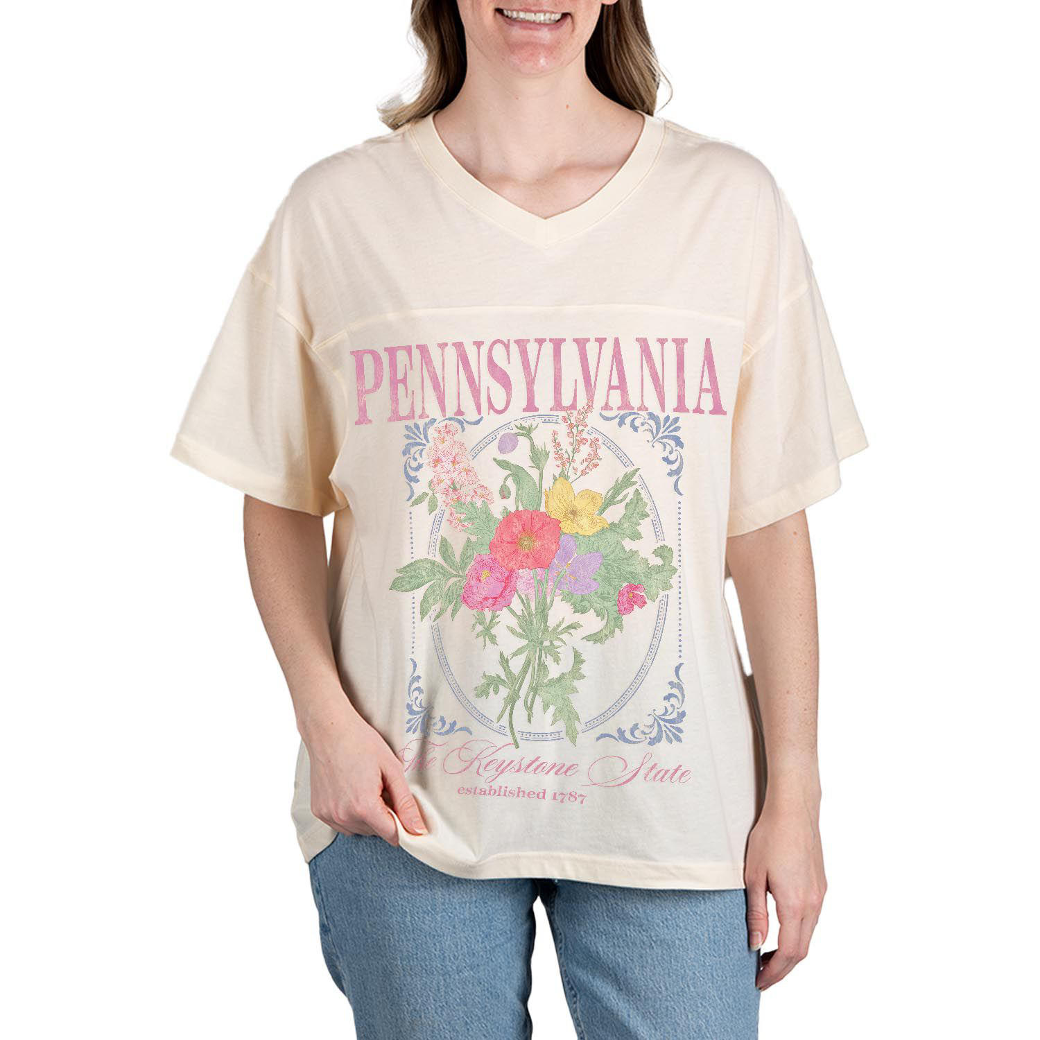 State of Mine Women's Bouquet State T-Shirt - Pennsylvania XL:- Pennsylvania, XL