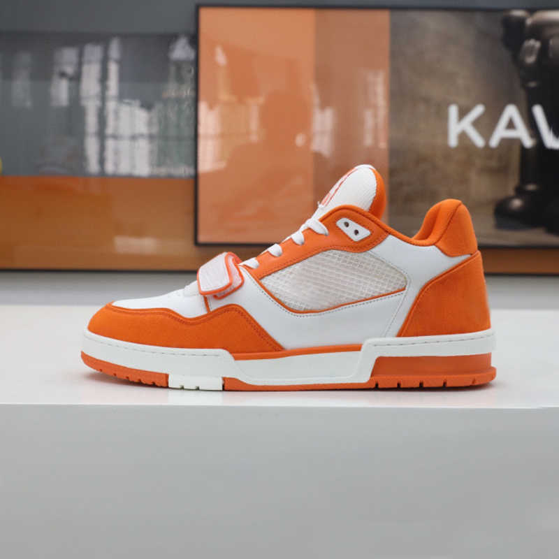 2023 Designer Men Trainer Sneaker Women Top Leather Shoes Printing Embossed Grained Rubber Runner Trainers Platform Low Sneakers 35-46 With Box NO26