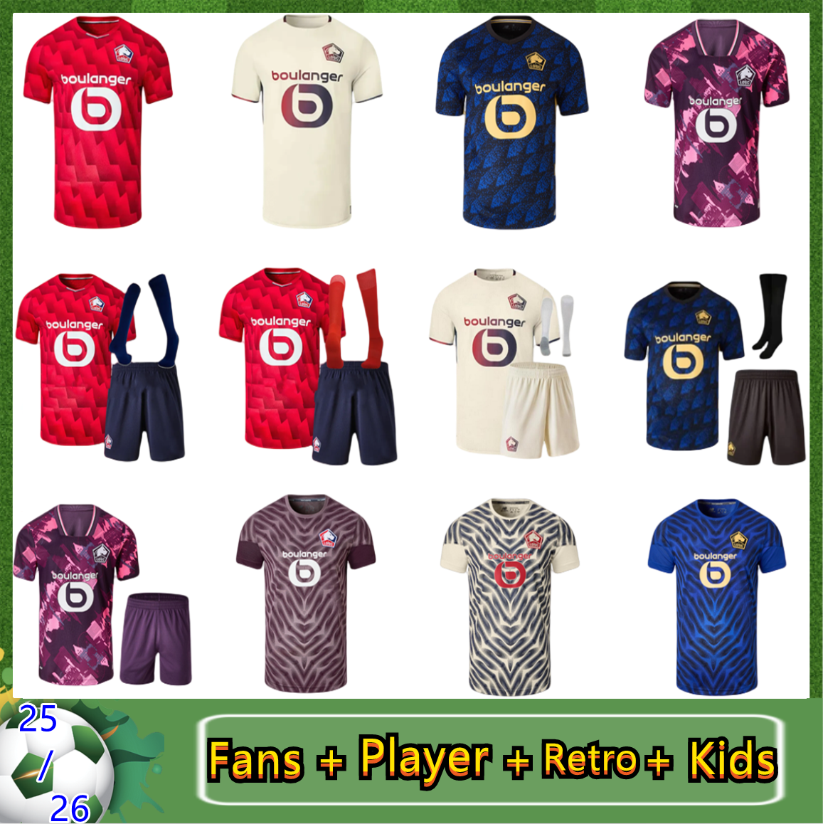 2025 2026 LOSC Lille Soccer Jerseys GIROUD E.MBAPPE SAHRAOUI MUKAU ZHEGROVA ANGEL DIAKITE YAZICI OUNAS Football Shirt Lille anniversary HARALDSSON M