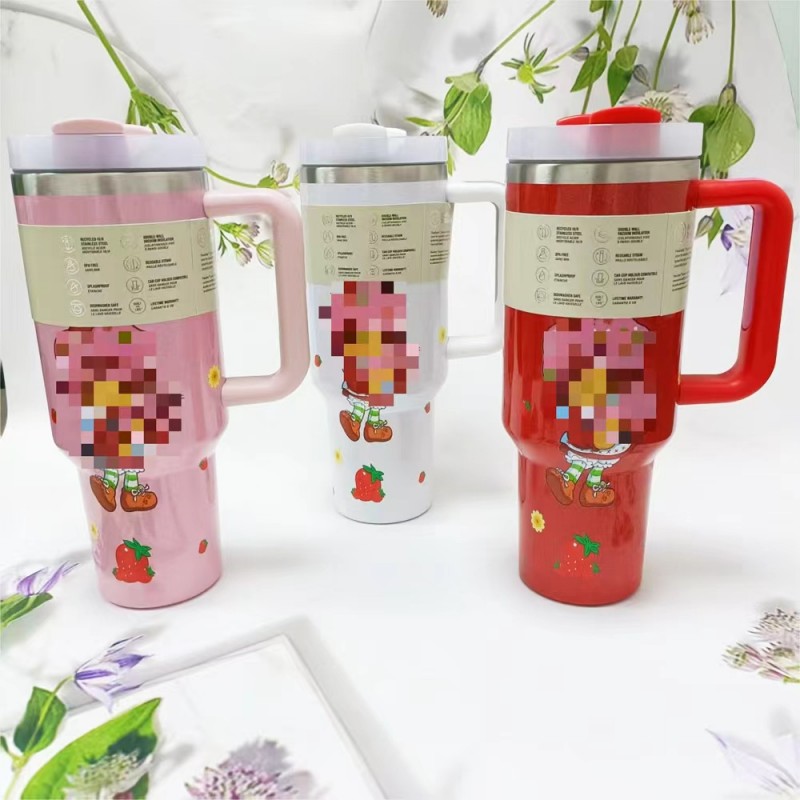 2025 New 40oz Tumblers H2.0 Stainless Steel Cups With Silicone Handle Lid and Straw 2nd Generation Car Mugs Vacuum Insulated Water Bottles