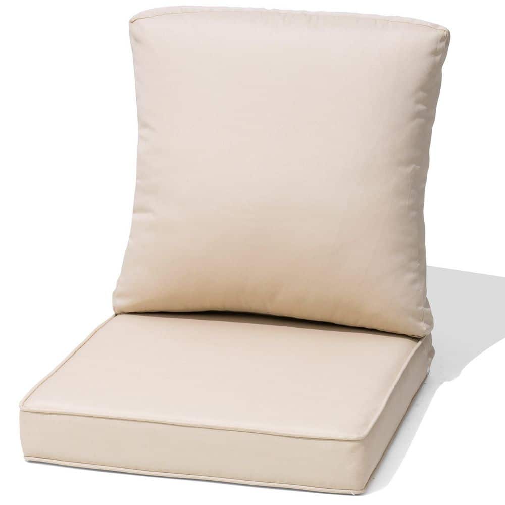 21 x 22 in. Beige Water-Resistant and Fade-Resistant Outdoor Cushions for Patio Furniture