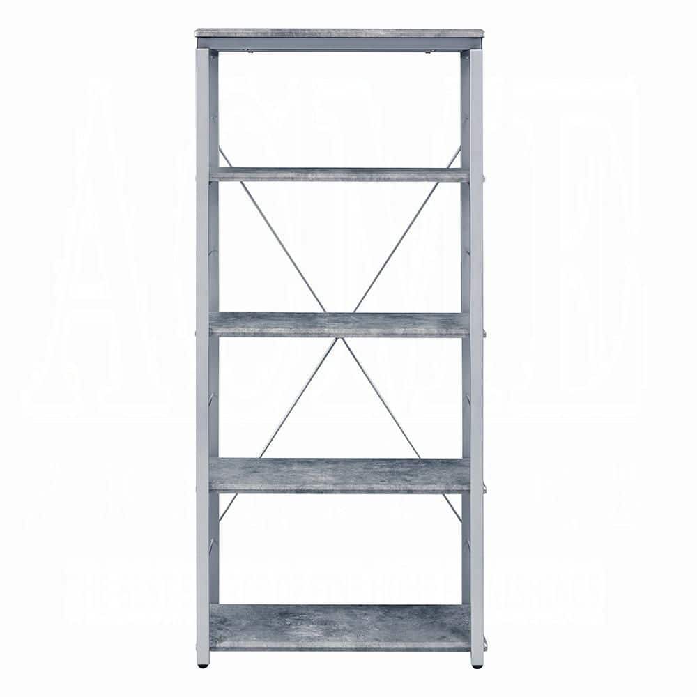 24 in. W x 11 in. D x 54 in. H Silver Wood Freestanding Linen Cabinet with 5 Shelves for Home Office in Silver