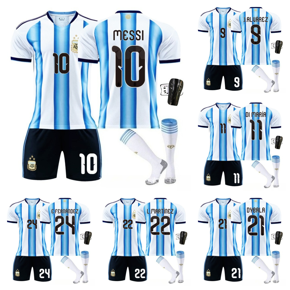 26 World Cup Argenti elastic football jersey, No.9, No.10me-ssi player mesh design breathable quick drying short sleeved sports jersey