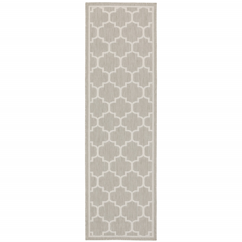 507757 2 x 7 ft. Gray Geometric Stain Resistant Indoor & Outdoor Rectangle Area Rug