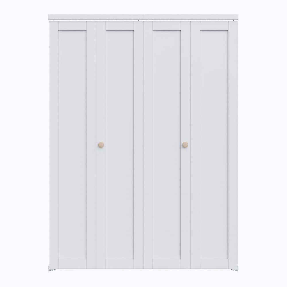 60 in. x 80 in. Solid Core White Primed Composite MDF Bi-fold Door with Hardware