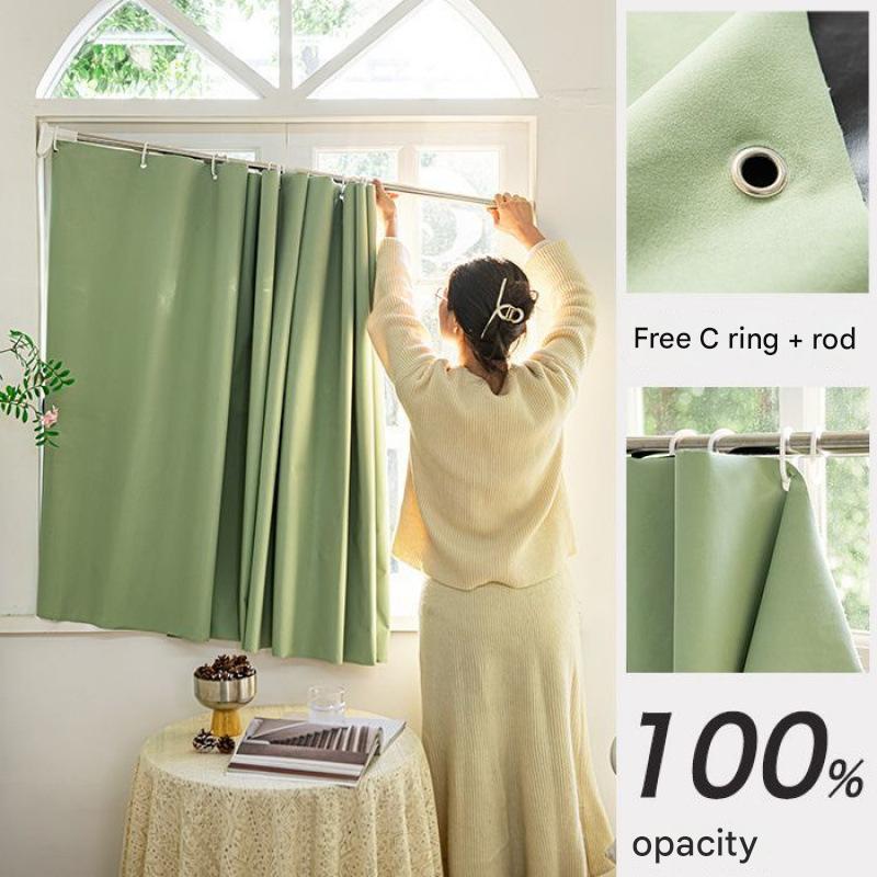 A518 punch-free full blackout small curtain sunshade cloth new bedroom shade curtain rental room heat insulation and sound insulation