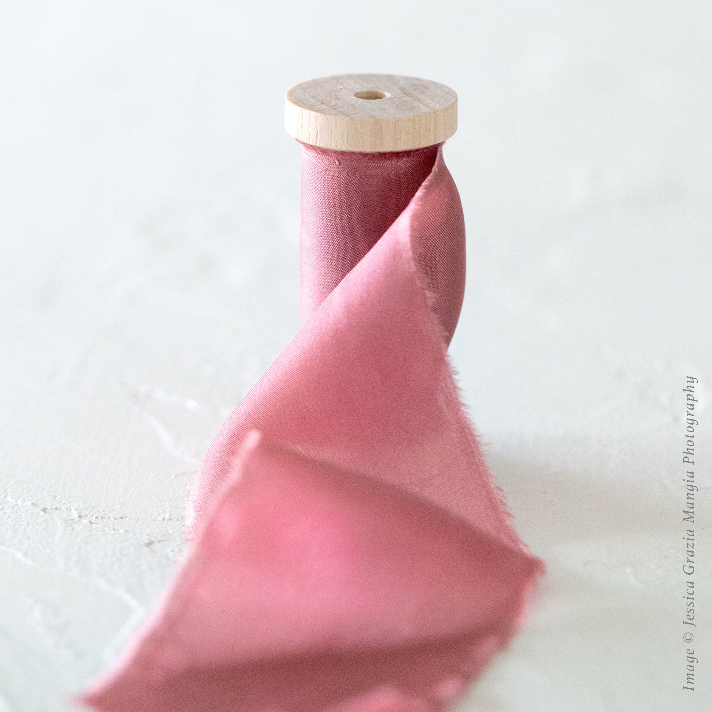 Blushed Mauve Silk Ribbon Handmade Torn Edge Ribbon