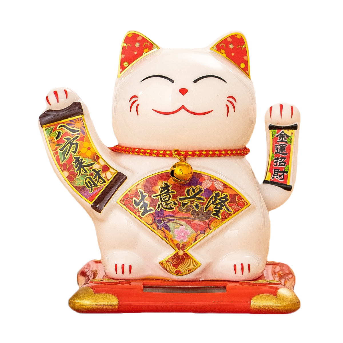 Ceramic Cat Figure with Energy Efficient Solar-Powered Shaking Animation - Ideal Decorative Item for Cars & Home