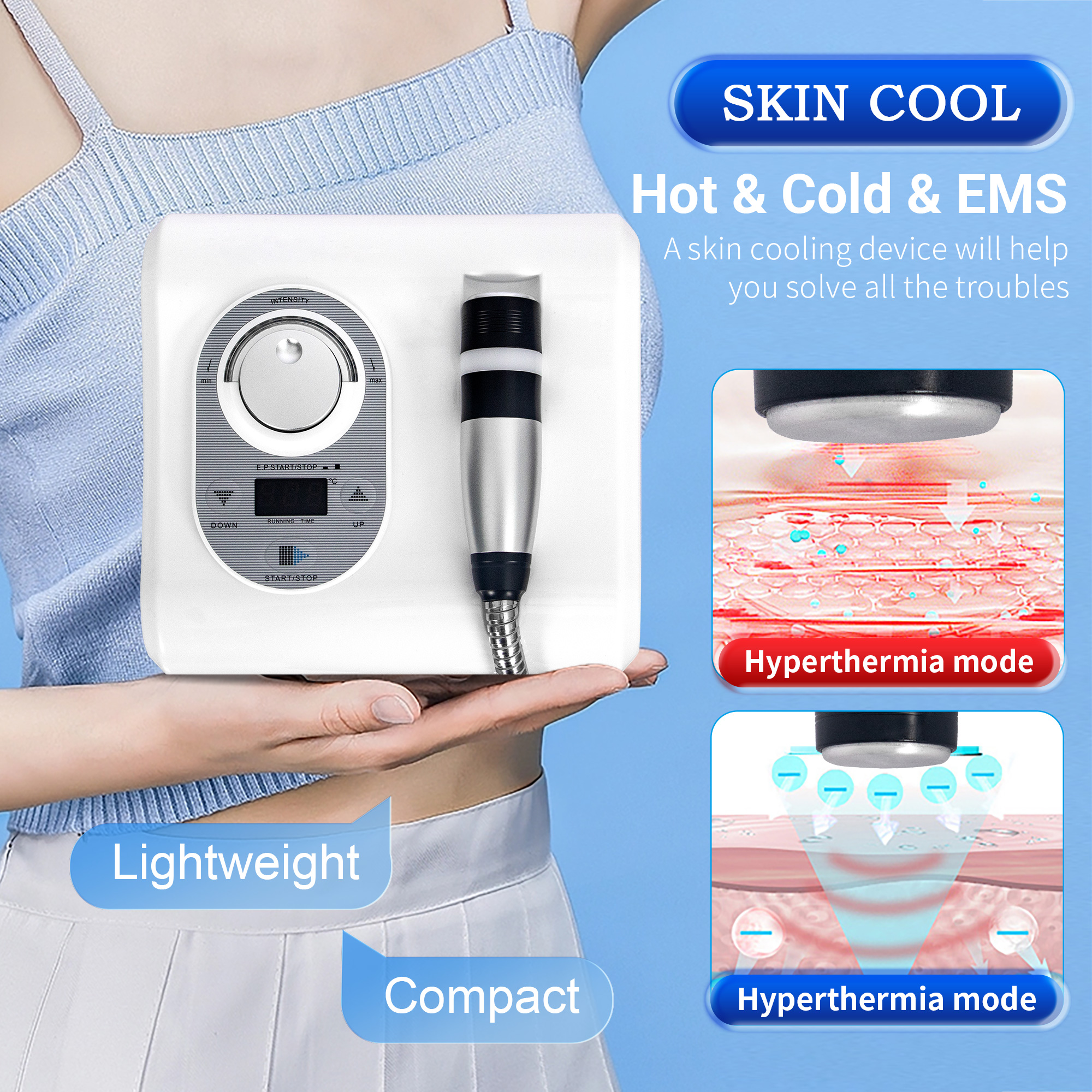 Cool and Hot Electroporation Cryotherapy Anti-aging RF Beauty Machine Skin Rejuvenation Skin Cooling Tight Face Lift