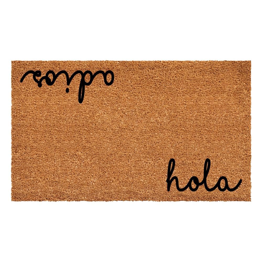 Cursive Hola Adios Doormat, 24" x 36"