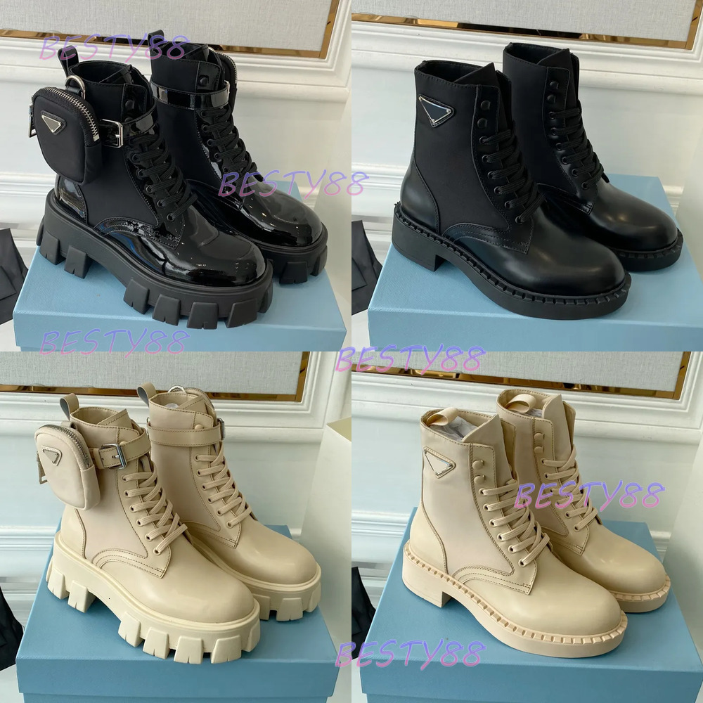 Designer Boots Men Women Brand Monolith shiny Detachable Nylon Pouch Combat Shoes nylon Hailf Outdoor Thick Bottom Midlength boot 20