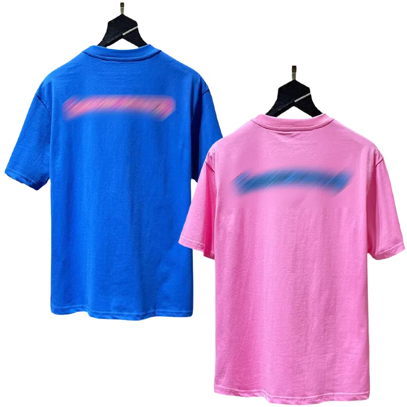 Designer T Shirts Graphic Tee New Dopamine Blue Pink Scroll European American Street Hip-Hop