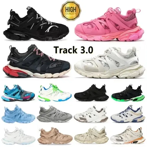Designer Unisex Track 3.0 Athletic Shoes Featuring Exquisite Gomma Leather Construction - Offered in Pure White & Ebony Black..1..0