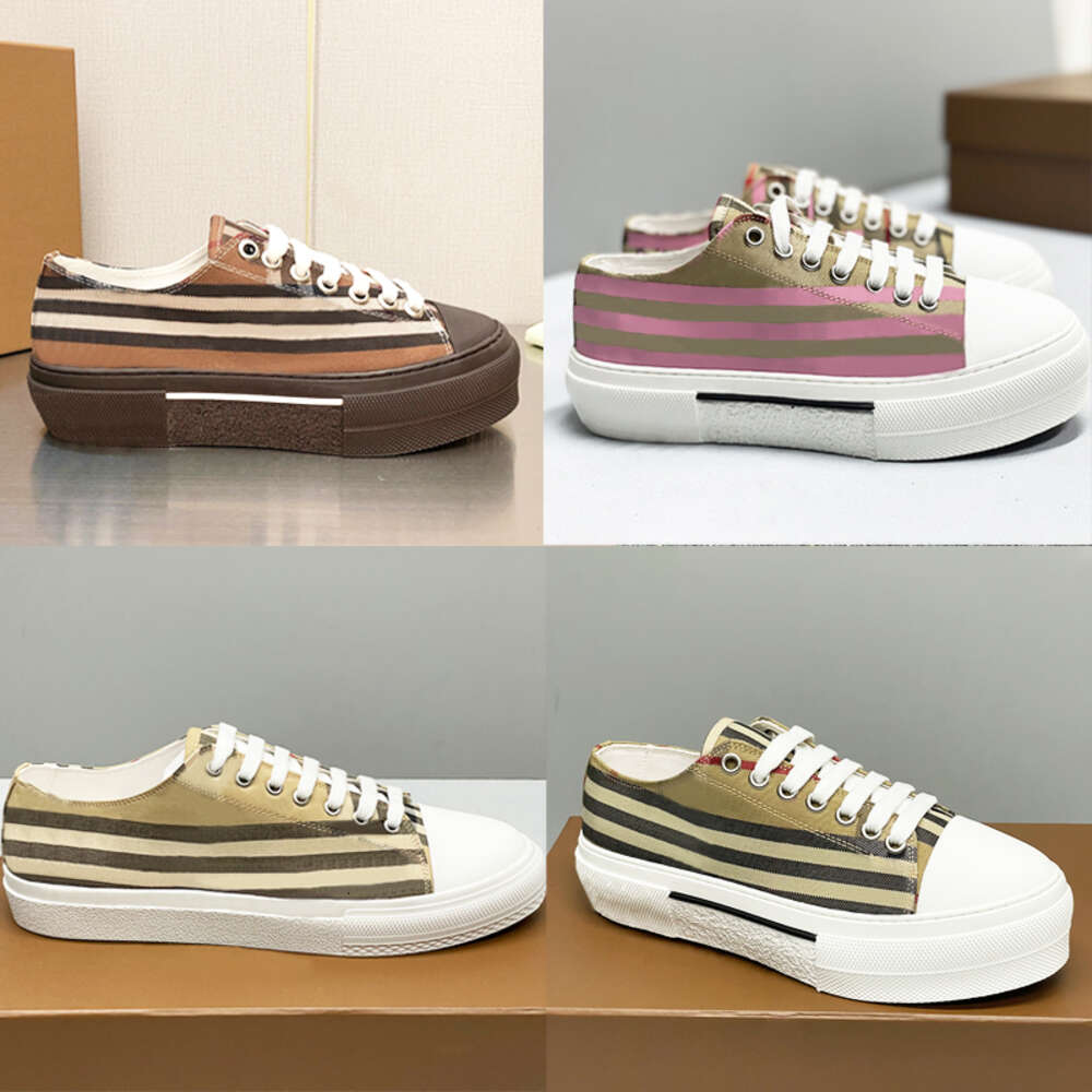 Designers Sneakers Print Check Trainer Men Casual Shoes Platform Trainers Striped Sneaker Printed Lettering Plaid Vintage Women Shoe With Box NO288