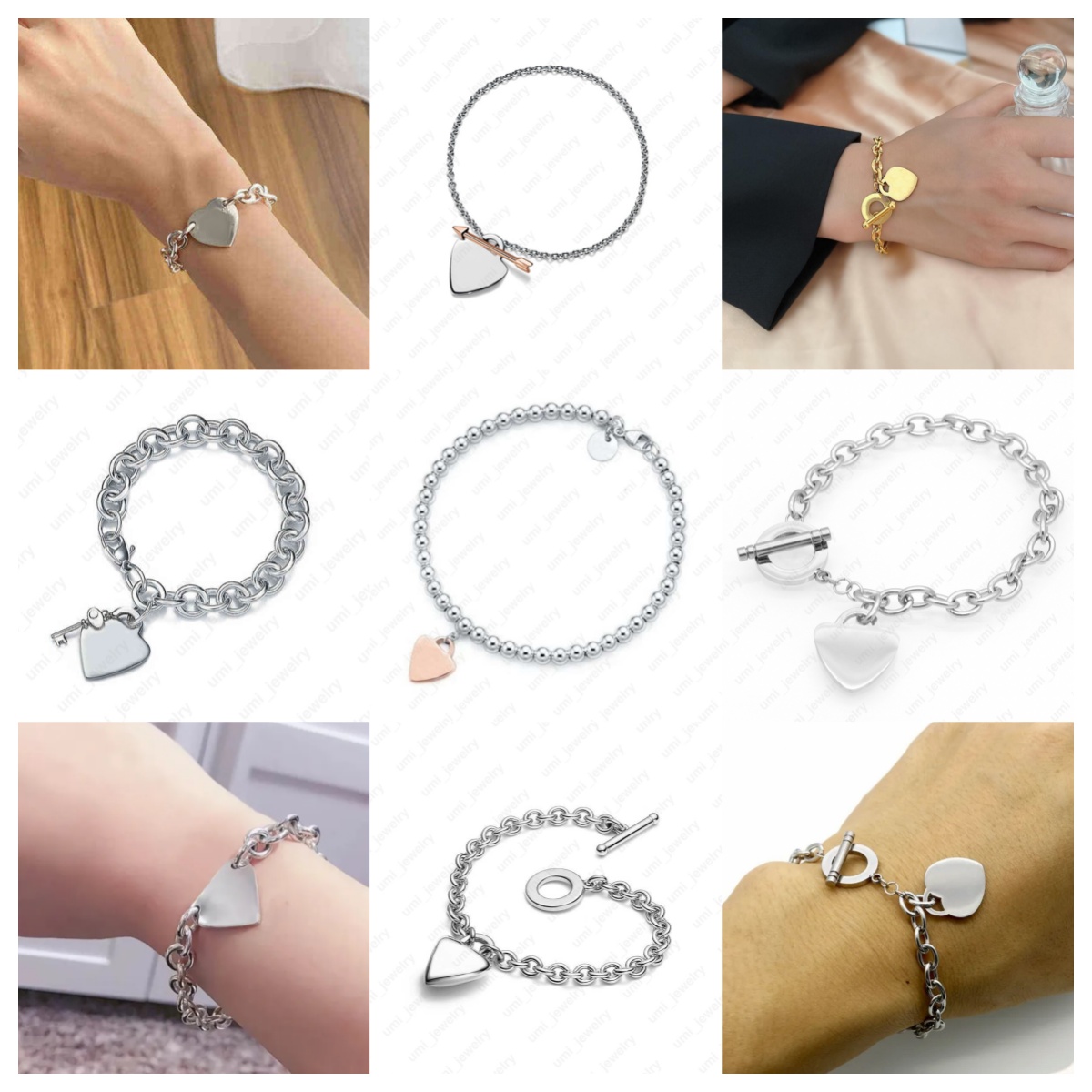 Dracelet jewlery designer for women bracelet designer Fashion Pink Red heart bracelet 925 sterling silver jewelry luxury braclets silver link bracel