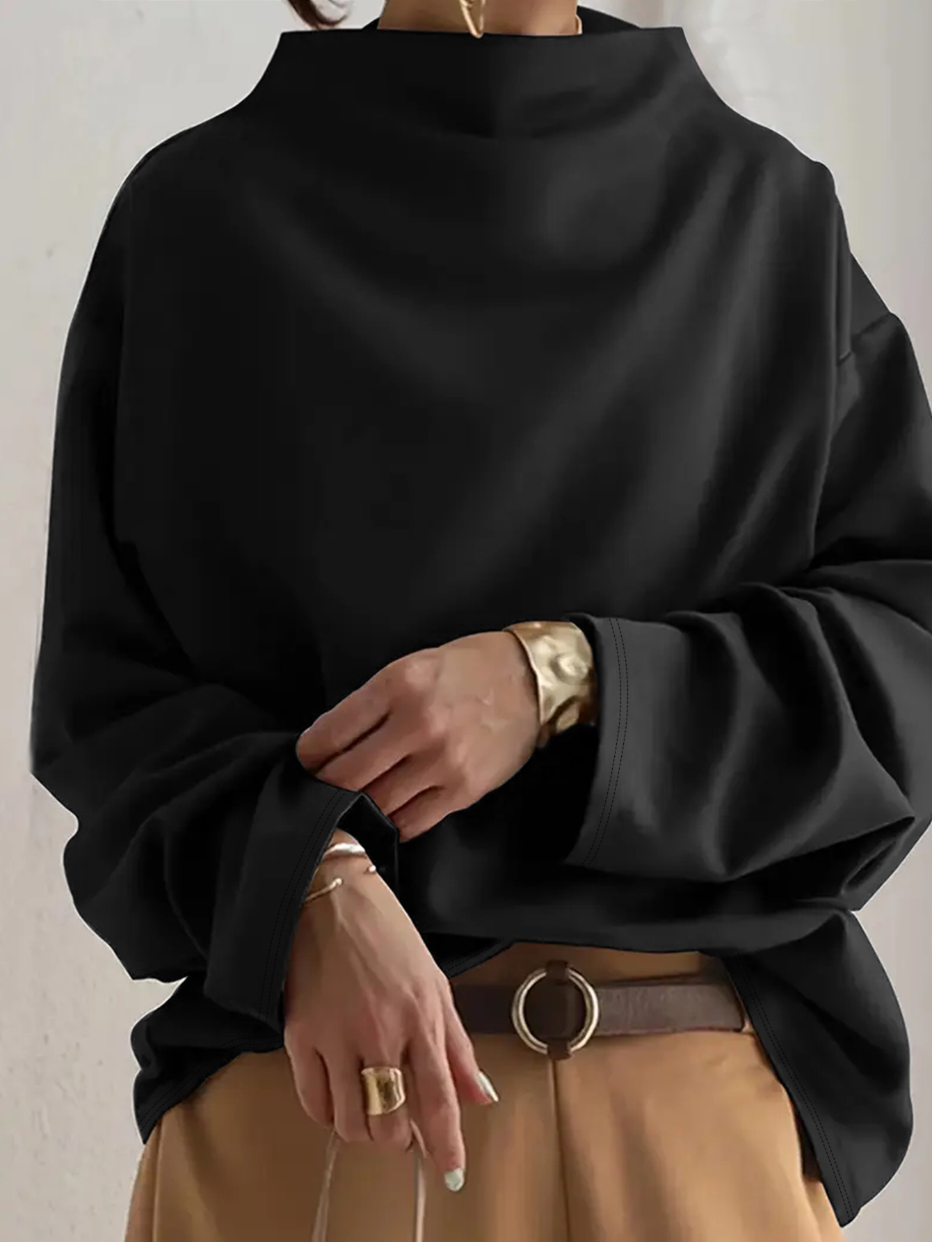 Elegant Basic Wardrobe Staple: Comfortable Fleece Fabric Tunic Coat Styled Garment Ideal For Daily Use from Size Small Upward---CF55351