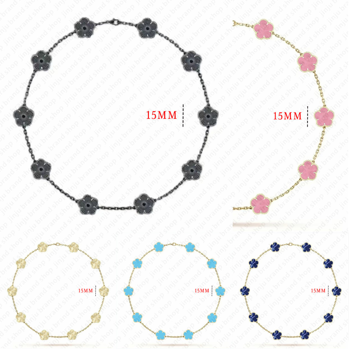 Hot Sale gold necklace womens jewelry necklace designer for women Vintage 15mm flower necklaces 10 motif Christmas style pendant necklace womens clo