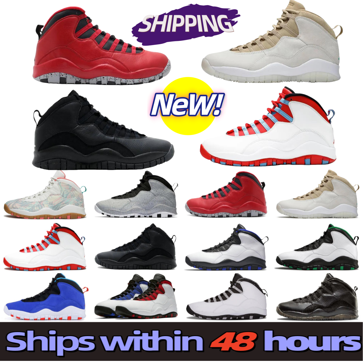 J10 men's basketball shoes, jump 10S sneakers, black, white, gray, red, blue designer style classic outdoor casual sports shoes Basketball snea