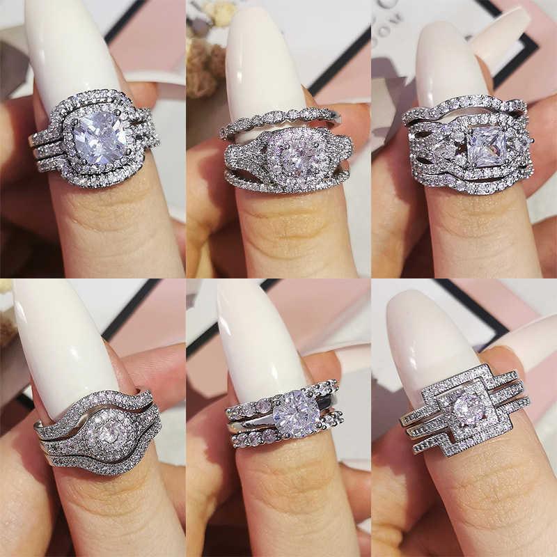 Luxury Designer Moissanite Ring Set Full Diamond Set S925 Sterling Silver Engagement Wedding Ring Wedding For Women Jewelry Gift