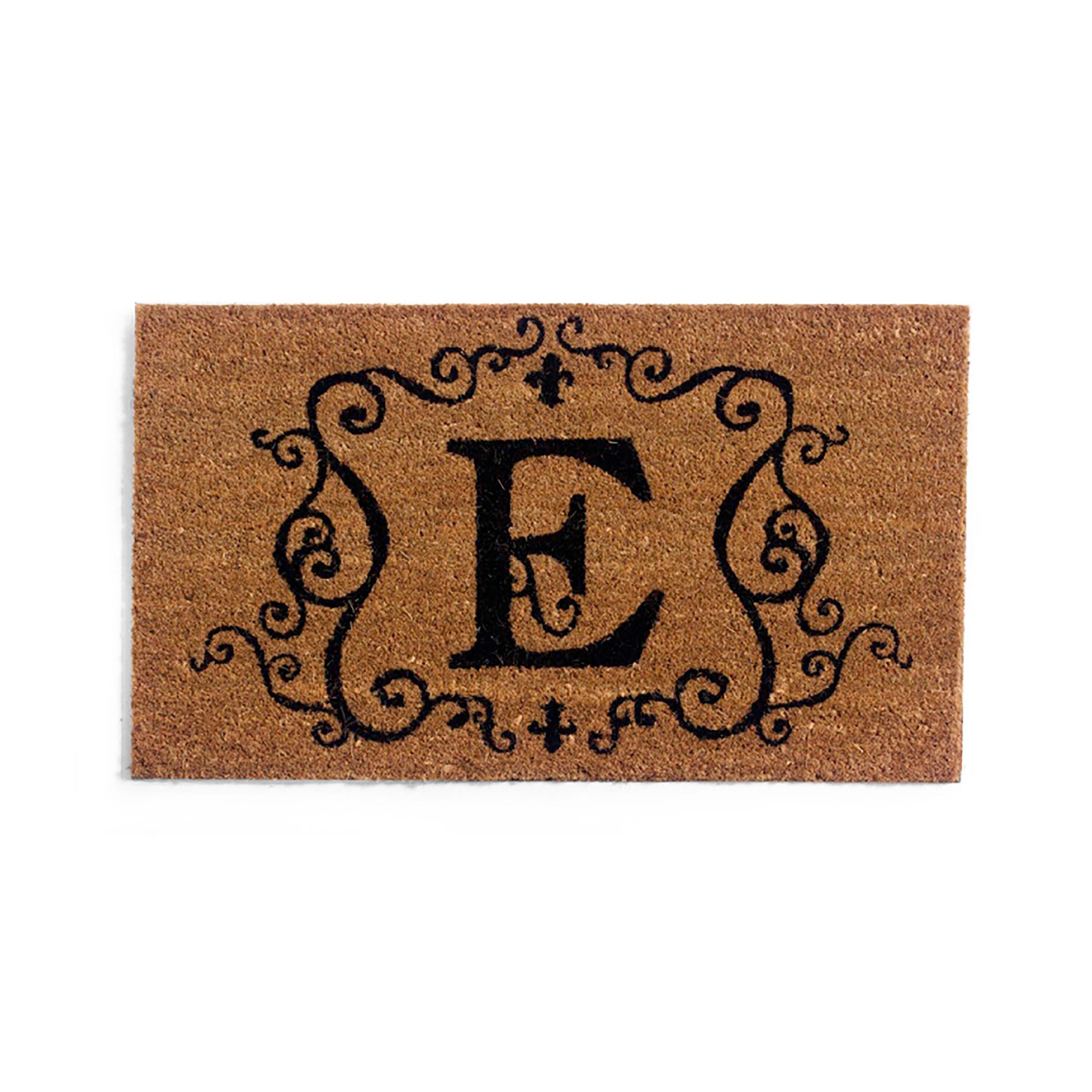 Monogram 'E' Decorative Coir Mat, 16" x 28"