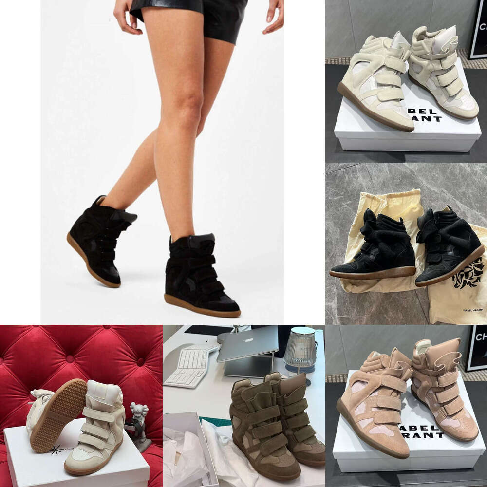 New Luxury Designer Women Fashion wedge High Heel Ankle Boots Round Toe Sneakers Height Increasing Flat Wedge High-Top Casual Black Sports boots wom